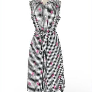 Chloe + Rene Novelty Flamingo Gingham Print Button Up Dress